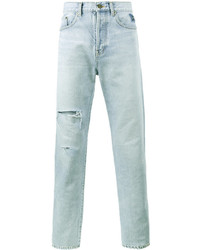 Saint Laurent Washed Blue Distressed Jeans