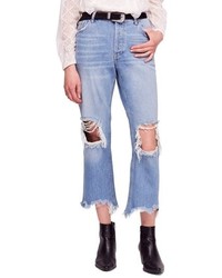 Free People We The Free By Maggie Ripped Crop Straight Leg Jeans