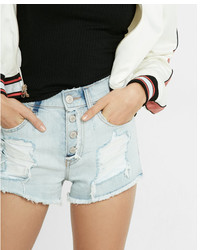 Express Petite High Waisted Raw Cut Destroyed Shorts