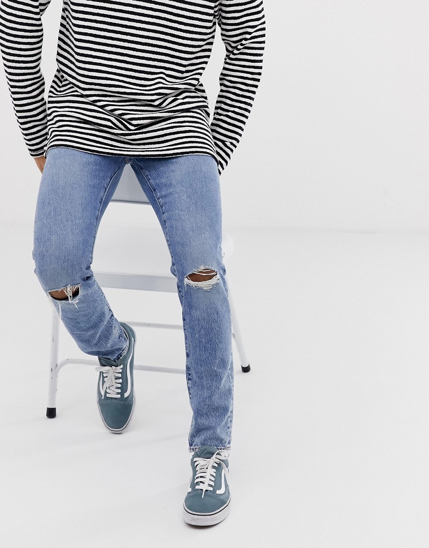 Levi's 512 Slim Tapered Low Rise Knee Rips Jeans In Ross Dx Light Wash, $32  | Asos | Lookastic