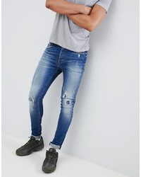Mennace Blue Distressed Super Skinny Cordoza Jeans