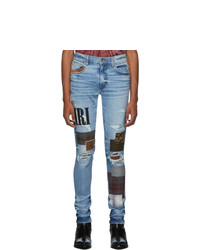 amiri black grunge patch jeans