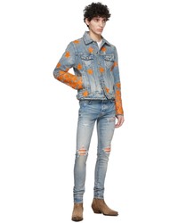 Amiri Blue Mx1 Cracked Paint Jeans