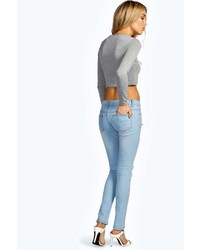 Boohoo Evie Low Rise Distress Shredded Jeans
