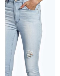 Boohoo Leah Low Rise Heavy Ripped Skinny Jeans