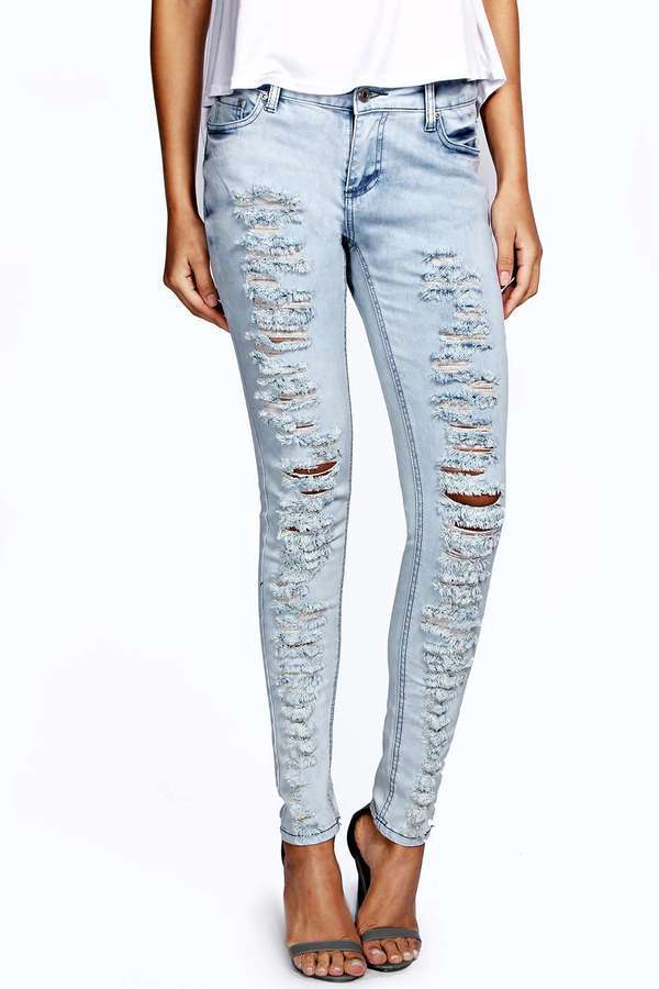 all over ripped jeans