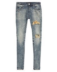 purple brand Camouflage Patch Destroyed Slim Jeans In Camo Patched Indigo At Nordstrom