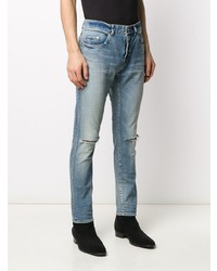 Saint Laurent Distressed Detail Slim Fit Jeans