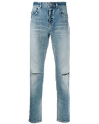 Saint Laurent Distressed Detail Slim Fit Jeans