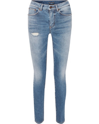 Saint Laurent Distressed Low Rise Skinny Jeans
