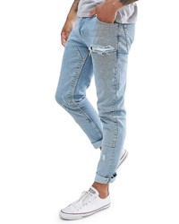 ASOS DESIGN Distressed Skinny Fit Stretch Jeans In Medium Blue At Nordstrom