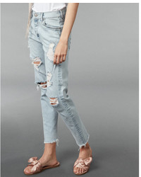 Express High Waisted Distressed Original Mom Ankle Jeans