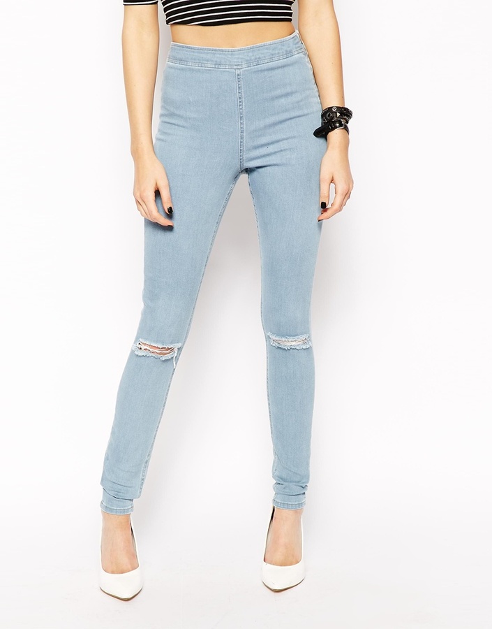 light wash blue ripped jeans