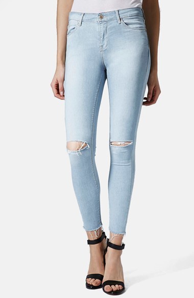 light blue distressed skinny jeans