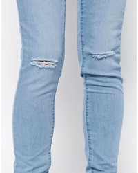 Pieces Light Blue Funky Frigg Skinny Jeans With Ripped Knees