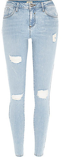 pale blue ripped skinny jeans