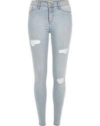 River Island Light Wash Ripped Molly Jeggings