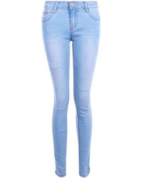 Boohoo May Mid Rise Light Wash Ripped Skinny Jeans