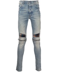 Amiri Mid Rise Contrasting Panel Skinny Jeans