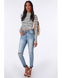 Missguided Rip Knee Skinny Ankle Grazer Jeans