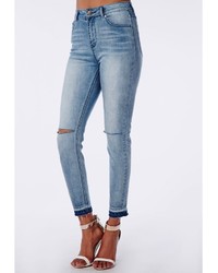 Missguided Rip Knee Skinny Ankle Grazer Jeans