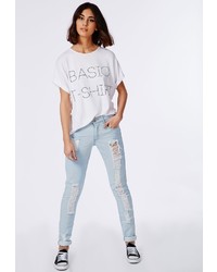 Missguided Tiwana Mid Rise Ripped Jeans