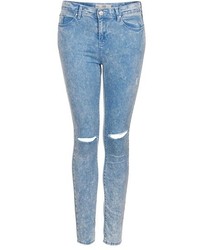 Topshop Moto Leigh Acid Wash Ripped Skinny Jeans