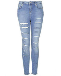 Topshop Moto Salt And Pepper Ripped Jamie Jeans