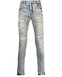 purple brand Paint Splatter Print Washed Jeans