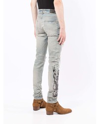 Amiri Paisley Print Ripped Skinny Jeans
