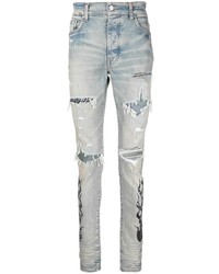 Amiri Paisley Print Ripped Skinny Jeans