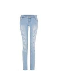 Parisian New Look Pale Blue Ripped Skinny Jeans