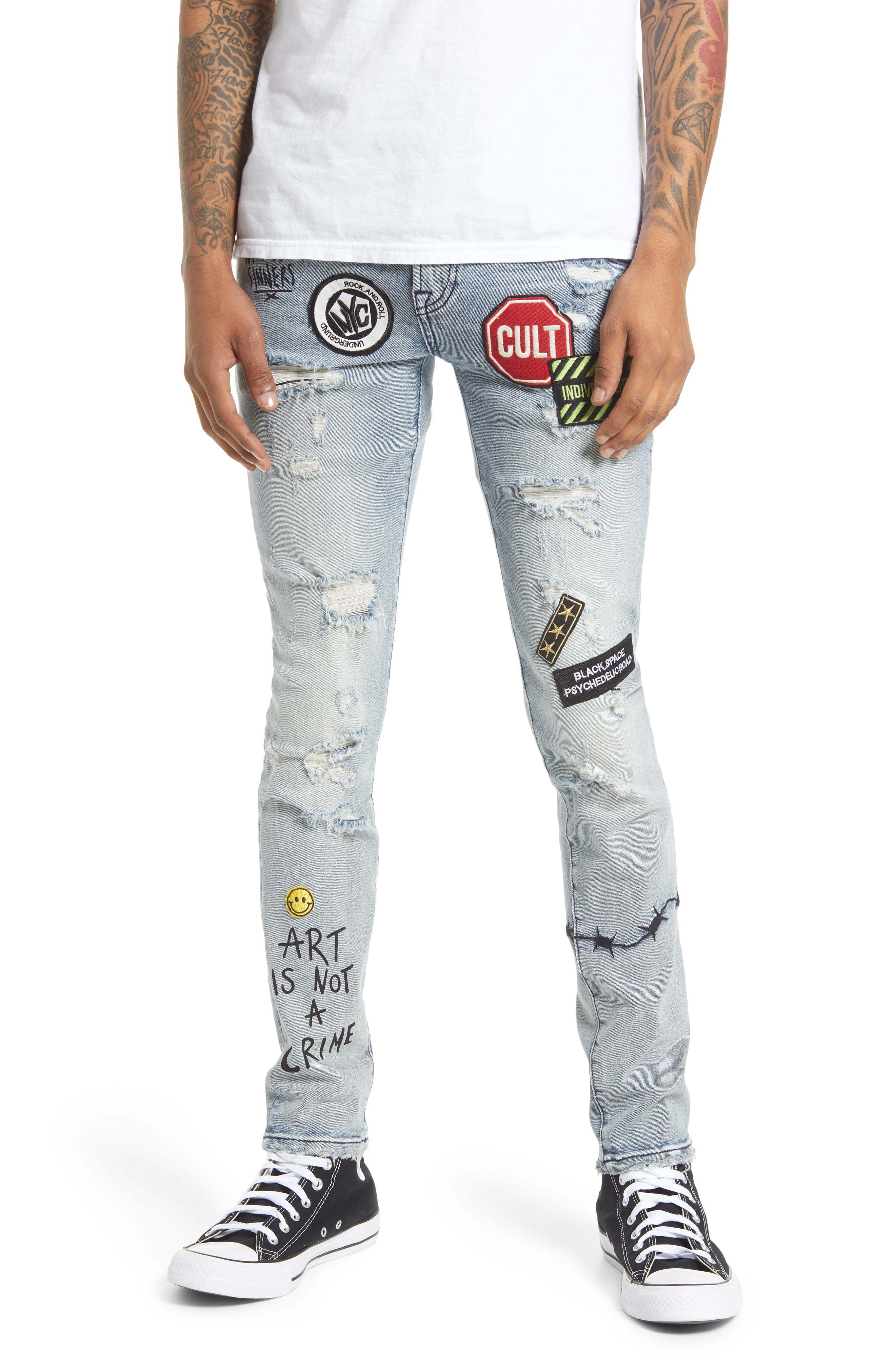 Cult of Individuality Patchwork Skinny Jeans, $249 | Nordstrom | Lookastic