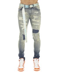 Cult of Individuality Punk Rip Repair Super Skinny Stretch Jeans With Web Belt In Ino At Nordstrom