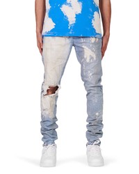 PURPLE Ripped Skinny Jeans In Indigo Big Bleach Blowout At Nordstrom