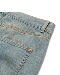 Saint Laurent Skinny Fit 15cm Hem Distressed Stretch Denim Jeans