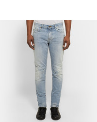 Saint Laurent Skinny Fit 16cm Distressed Washed Denim Jeans