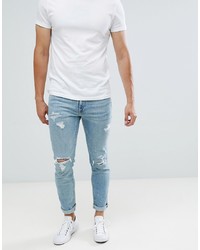 Abercrombie & Fitch Skinny Fit Destroyed Jeans In Light Wash