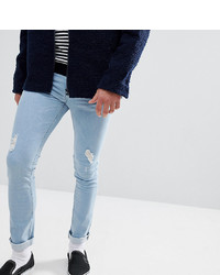 Just Junkies Skinny Jeans In Light Wash With Rip And Repair