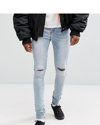 Sixth June Skinny Jeans In Lightwash Blue With Knee Rips To Asos