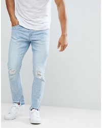 ONLY & SONS Skinny Jeans With Open Knee And Bleaching Details