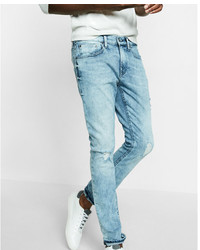 Express Skinny Light Wash Distressed Stretch Jeans