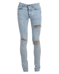 Amiri Suede Patch Ripped Skinny Jeans