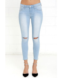 Sweet Something Light Wash Distressed Ankle Skinny Jeans