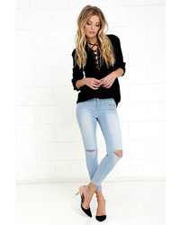 Sweet Something Light Wash Distressed Ankle Skinny Jeans