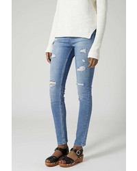 Topshop Tall Moto Bleach Authentic Ripped Skinny Jeans