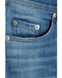 Rag & Bone The Capri Cropped Distressed Low Rise Skinny Jeans Mid Denim
