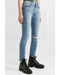 Mother The Stunner Distressed High Rise Stretch Skinny Jeans