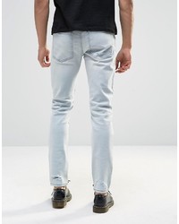 Cheap Monday Tight Skinny Jeans Cloud Bleach Distressed