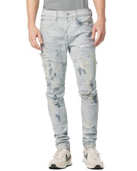 Hudson Jeans Zack Ripped Moto Skinny Jeans In White Thrasher At Nordstrom